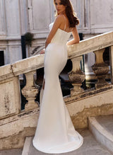 Cowl Neck Wedding Dresses Detachable Train-Dbrbridal