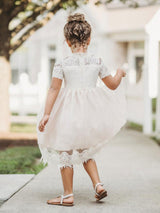 Cute Jewel Neck Short Sleeves Kids Party flower girl dresses-Dbrbridal