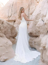 Elastic Satin Mermaid Fitted Sleeveless Court Train Wedding Dresses-Dbrbridal