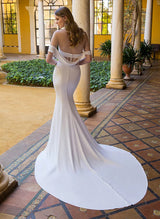 Elastic Satin Wedding Dress Mermaid Fitted Elegant Sweetheart Sleeveless Court Train-Dbrbridal