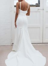 Elastic Satin Wedding Dresses Split Front-Dbrbridal