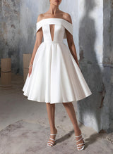 Elegant Chic A-line Sleeveless Short Mini Tulle Wedding Dresses-Dbrbridal