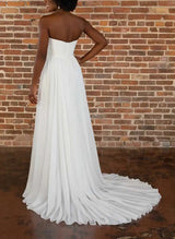 Elegant Chiffon Wedding Dresses Chic A-line Off-The-Shoulder Sleeveless-Dbrbridal