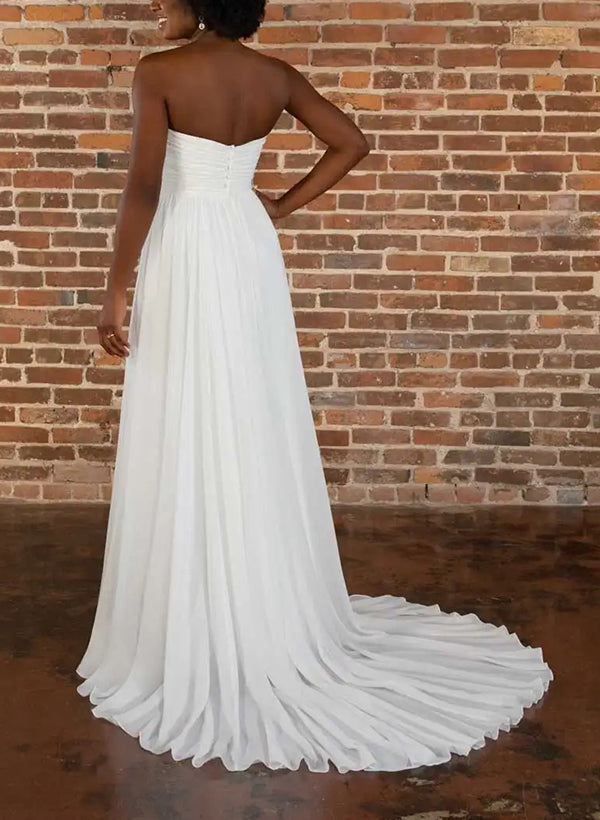 Elegant Chiffon Wedding Dresses Chic A-line Off-The-Shoulder Sleeveless-Dbrbridal