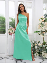 Elegant One Shoulder Sleeveless Bridesmaid Dresses-Dbrbridal