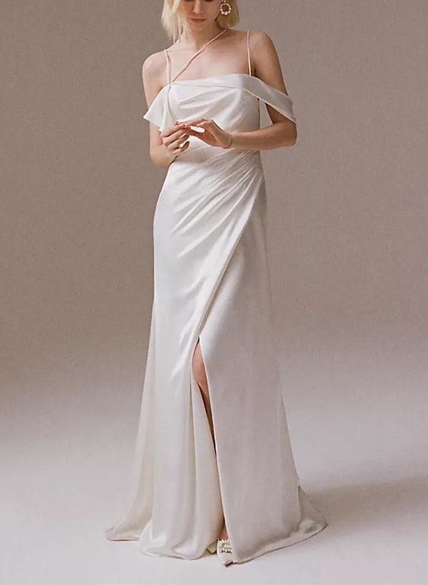 Elegant Satin Wedding Dresses Split Front-Dbrbridal