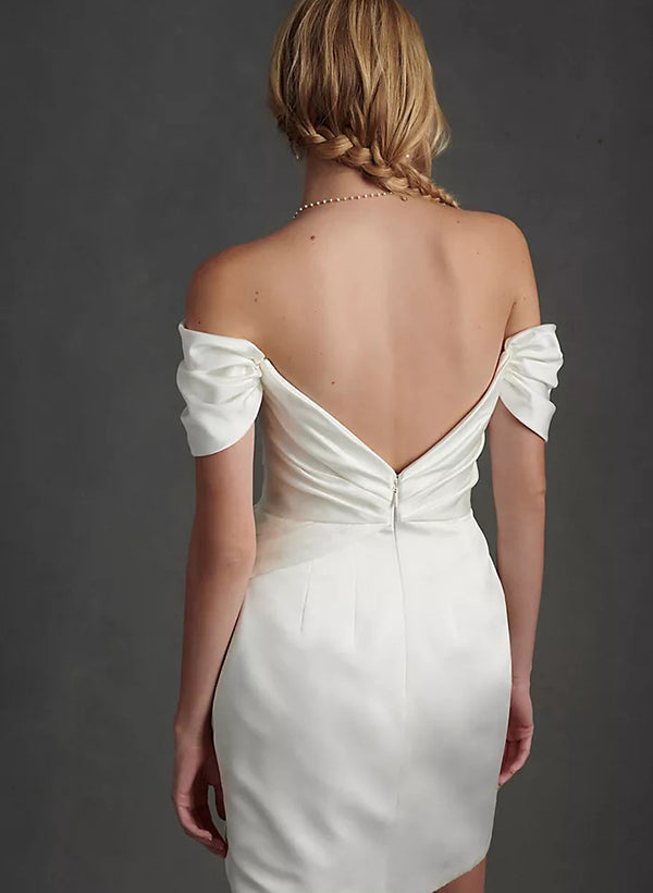 Elegant Short Detachable Satin Wedding Dress-Dbrbridal