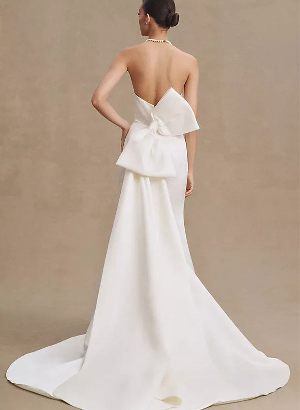 Elegant Strapless Satin Wedding Dresses Sash-Dbrbridal