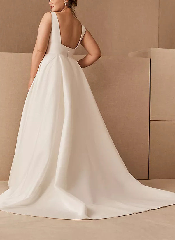 Elegant Sweep Train Satin Wedding Dress-Dbrbridal