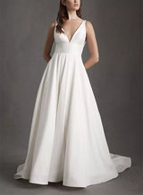 Elegant Sweep Train Satin Wedding Dress-Dbrbridal