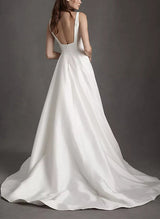 Elegant Sweep Train Satin Wedding Dress-Dbrbridal