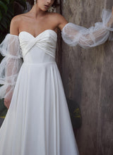 Elegant Sweetheart Chic A-line Wedding Dresses Elastic Satin Court Train-Dbrbridal