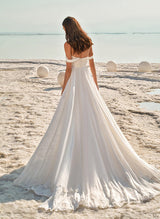 Elegant Sweetheart Chiffon Wedding Dress Front Split Chic A-line Sweep Train-Dbrbridal