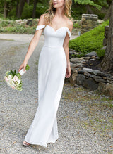 Elegant Sweetheart Floor-Length Off-The-Shoulder Wedding Jumpsuit-Dbrbridal