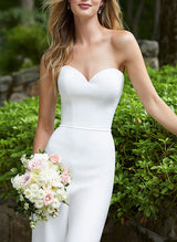 Elegant Sweetheart Floor-Length Off-The-Shoulder Wedding Jumpsuit-Dbrbridal