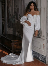 Elegant Sweetheart Long Sleeves Trumpet Mermaid Fitted Wedding Dresses-Dbrbridal