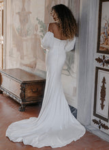 Elegant Sweetheart Long Sleeves Trumpet Mermaid Fitted Wedding Dresses-Dbrbridal