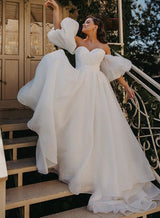 Elegant Sweetheart Organza Wedding Dresses Princess Style-Dbrbridal