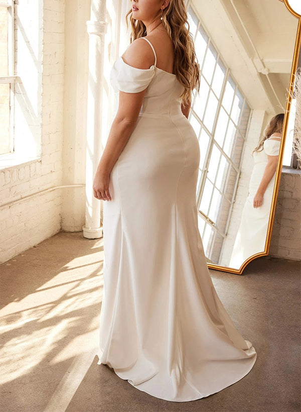 Elegant Sweetheart Satin Wedding Dresses Sleeveless Split Front-Dbrbridal