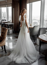 Elegant Sweetheart Short Wedding Dresses Detachable Train-Dbrbridal