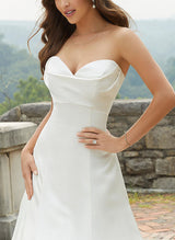 Elegant Sweetheart Sleeveless Chic A-line Satin Wedding Dresses Sweep Train-Dbrbridal