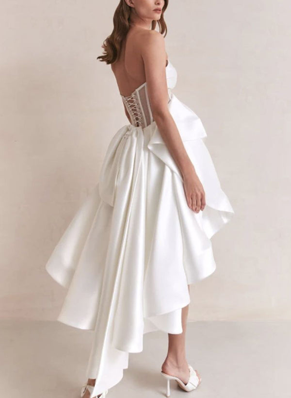 Elegant Sweetheart Sleeveless Satin Wedding Dress-Dbrbridal