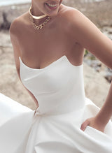 Elegant Sweetheart Sleeveless Stretch Crepe Ball-Gown Wedding Dress Sweep Train-Dbrbridal