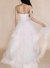 Elegant Sweetheart Sleeveless Tulle Wedding Dresses Cascading Ruffles-Dbrbridal