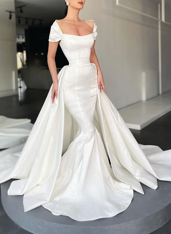 Elegant Wedding Dresses Simple Satin Wrap-Dbrbridal