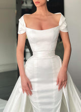 Elegant Wedding Dresses Simple Satin Wrap-Dbrbridal