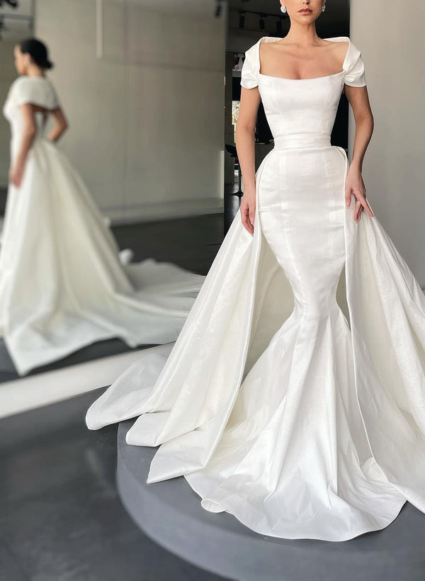 Elegant Wedding Dresses Simple Satin Wrap-Dbrbridal