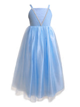 Elsa Square Neck Sleeveless Pleated Kids Party Dresses With Groves-Dbrbridal