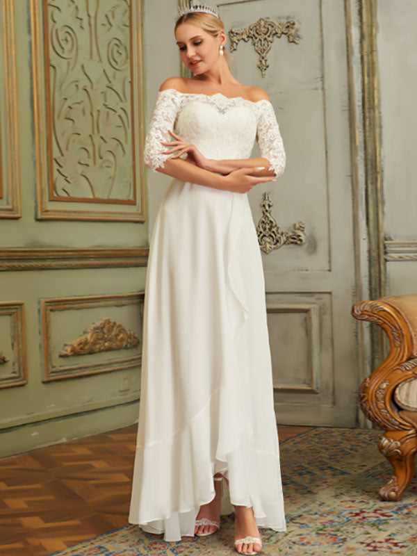 Evening Dress Bateau Neck Chiffon Long Applique Social Dinner Dresses Party Gown-Dbrbridal