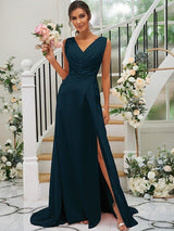 Fabulous Chiffon V-neck Sleeveless Bridesmaid Dresses-Dbrbridal