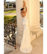 Fabulous Long Ivory Mermaid Spaghetti Straps Lace Satin Laced-up Wedding Dress-Dbrbridal