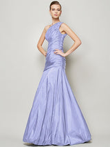 Fabulous Sleeveless One Shoulders Pleats Long Taffeta Bridesmaid Dresses-Dbrbridal