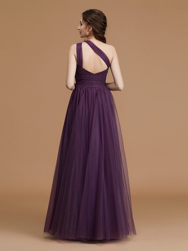 Fabulous Sleeveless One Shoulders Tulle Bridesmaid Dresses-Dbrbridal