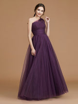 Fabulous Sleeveless One Shoulders Tulle Bridesmaid Dresses-Dbrbridal