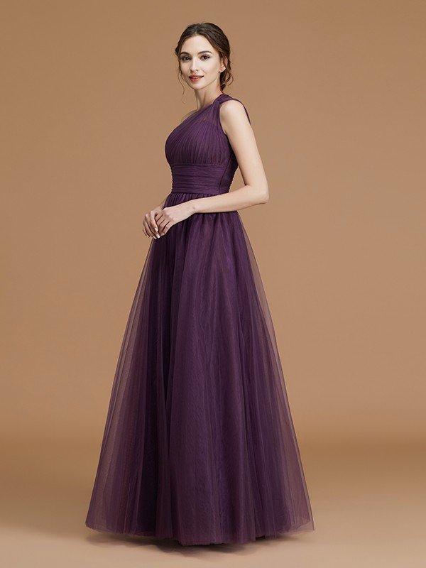 Fabulous Sleeveless One Shoulders Tulle Bridesmaid Dresses-Dbrbridal