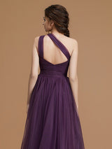 Fabulous Sleeveless One Shoulders Tulle Bridesmaid Dresses-Dbrbridal