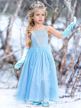 Girls Dresses Elsa Blue Kids Princess Straps Party Dress-Dbrbridal