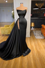 Glamorous Black Prom Dress With Split Beadings Ball Dresses Long-Dbrbridal