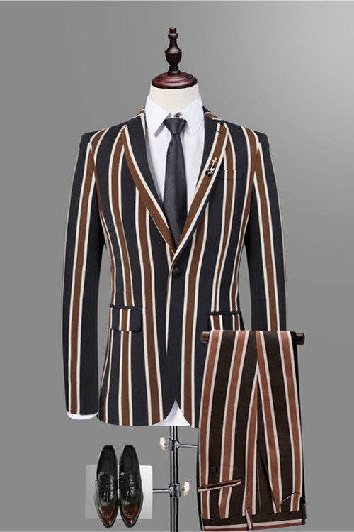 Gorgeous Black Striped Men Suits for Prom-Dbrbridal