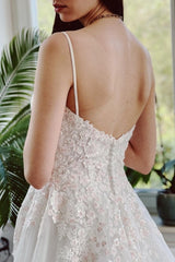 Gorgeous Garden Spaghetti Straps A-Line Lace Wedding Dresses-Dbrbridal