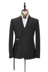 Gorgeous Men's Formal Suit Online Peak Lapel Buckle Button Suit for Men-Dbrbridal