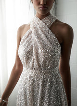 Gorgeous Sweep Train Sequined Wedding Dresses-Dbrbridal