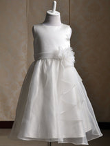 Ivory flower girl dress Sash Bows Ruffles Dress-Dbrbridal