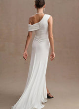 Jersey Wedding Dresses Split Front-Dbrbridal