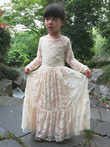 Jewel Neck Long Sleeves Sash Kids Social Party Dresses-Dbrbridal