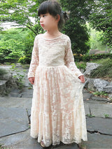 Jewel Neck Long Sleeves Sash Kids Social Party Dresses-Dbrbridal